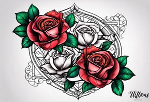 Roses with 2 names tattoo idea