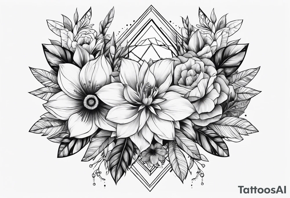 velocirapto con flores tattoo idea