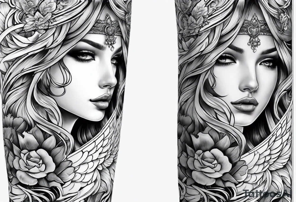 Angelic forearm sleeve that is detailed tattoo idea