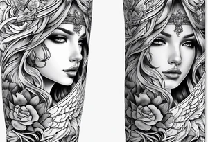 Angelic forearm sleeve that is detailed tattoo idea