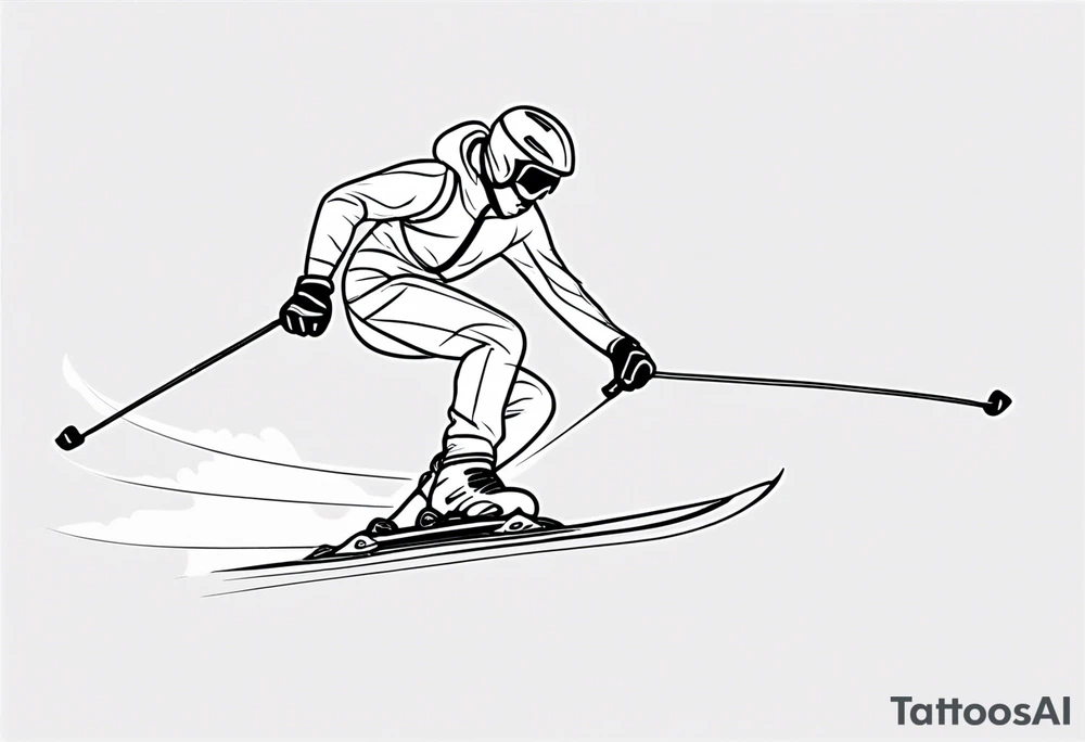 Skier in motion, single line tattoo idea