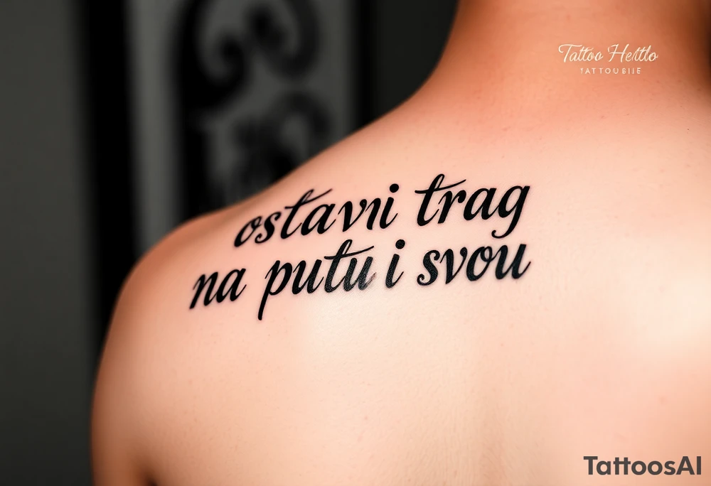 Make an arm tattoo representing the words ostavi trag na putu svom tattoo idea