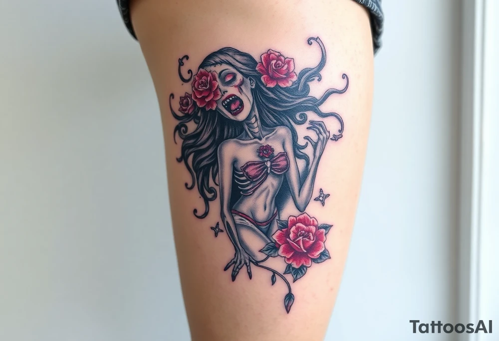 Zombie pinup girl tattoo idea