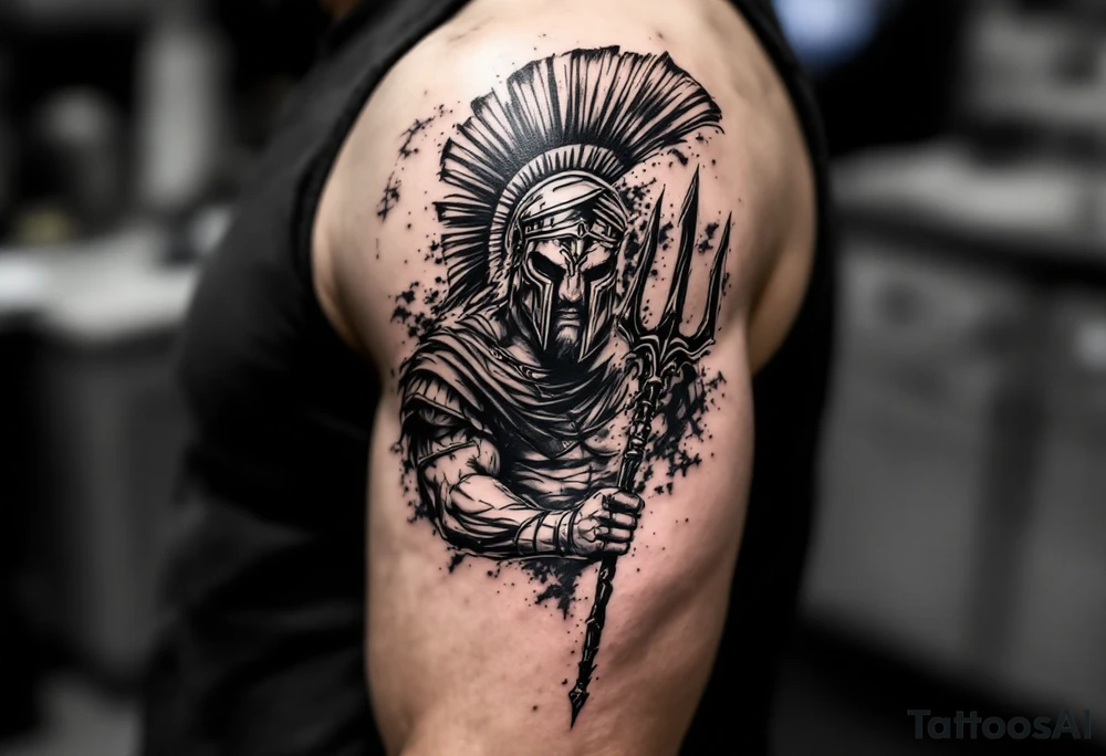 spartan with trident tattoo idea