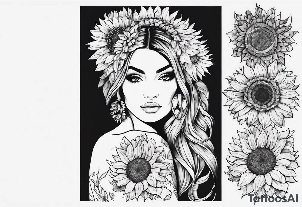 Animal print with sunflowers tattoo idea