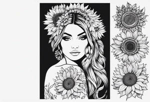 Animal print with sunflowers tattoo idea
