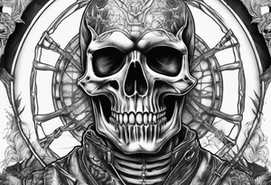 Biohazard x-ray skelton with body make it look masculine and scary and medical field tattoo idea