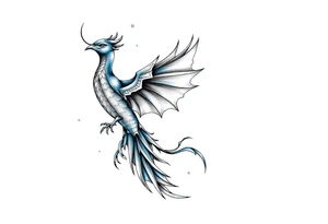 Blue Phoenix and dragon in the sky tattoo idea