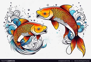 Constellation, animal fish koi carp, snowflake tattoo idea