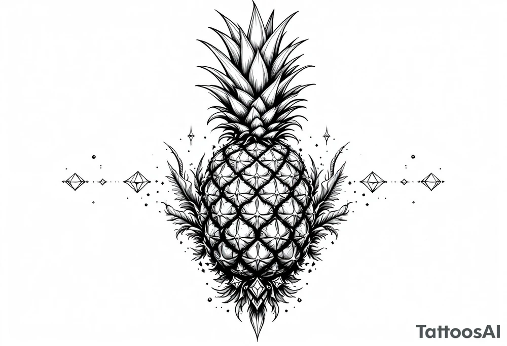 Majestic pineapple, crown, diamonds, vagina, anus tattoo idea