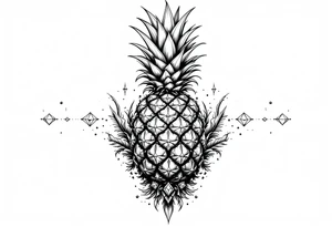 Majestic pineapple, crown, diamonds, vagina, anus tattoo idea