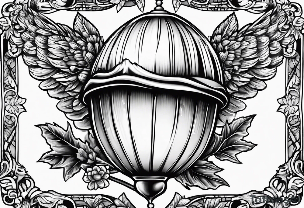 Acorn being carried by angel tattoo idea