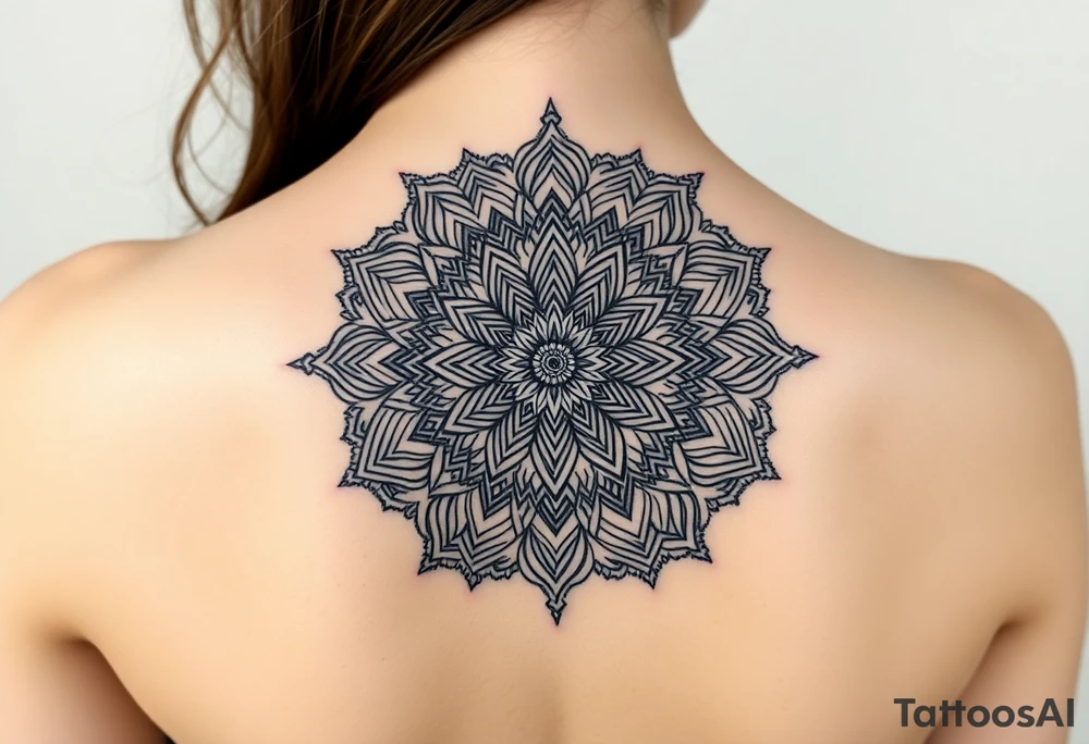 intricate mandala with sacred geometry and cosmic elements tattoo idea
