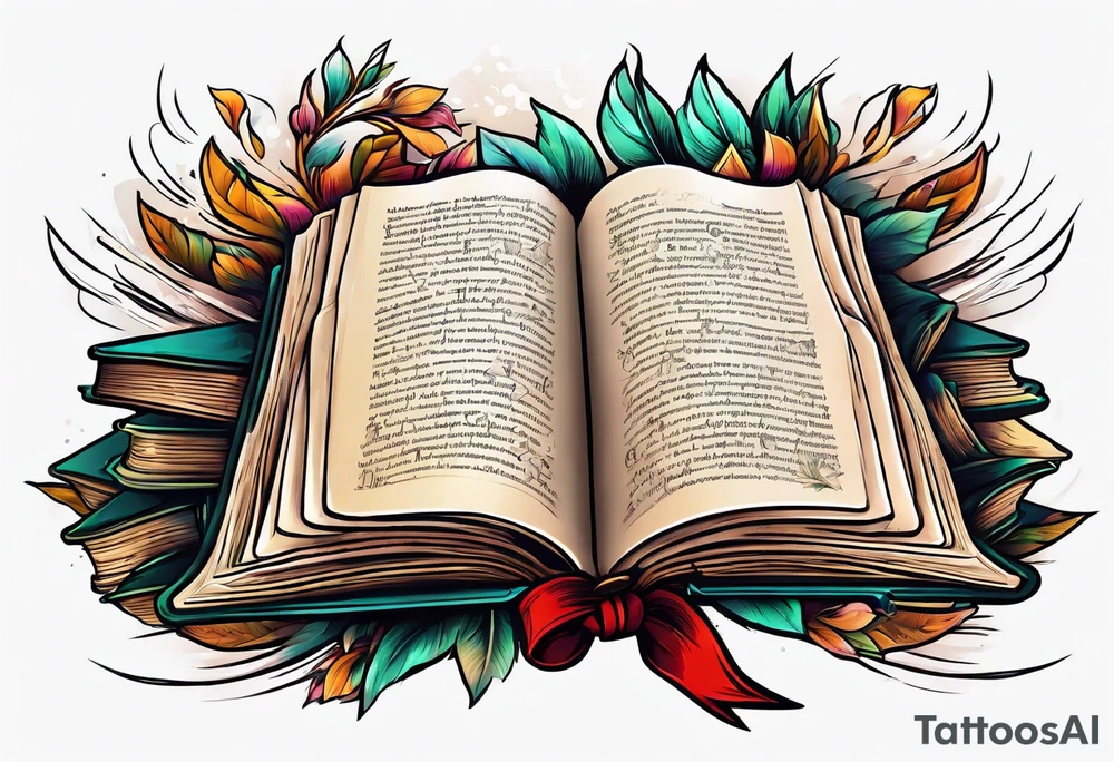 pile of open books no background tattoo idea