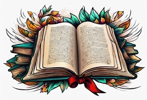 pile of open books no background tattoo idea