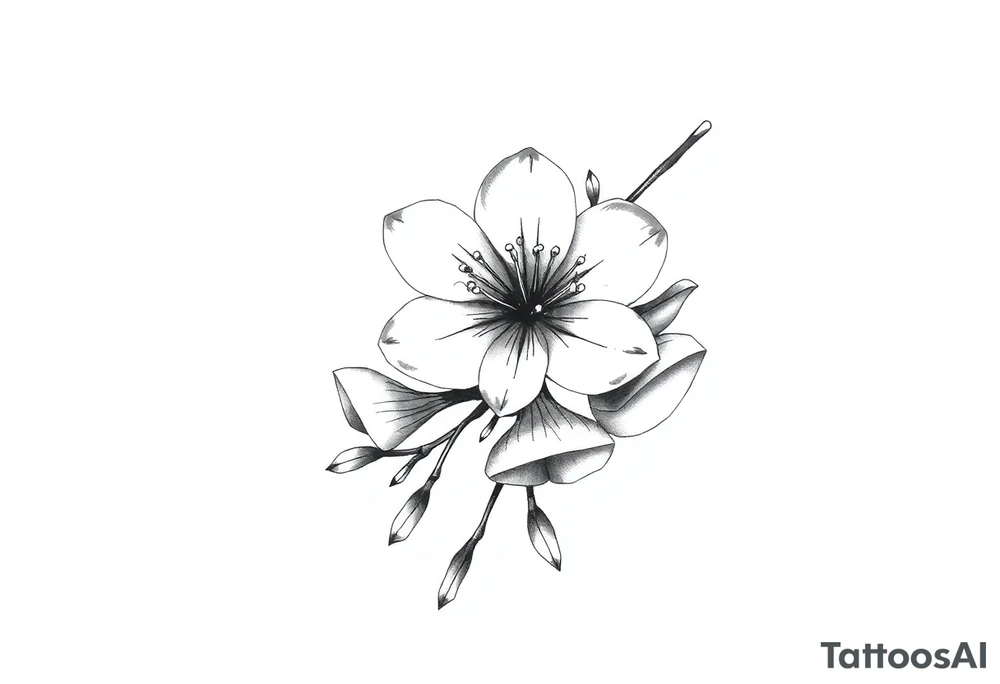 Elongated Cherry blossom with round petals tattoo idea