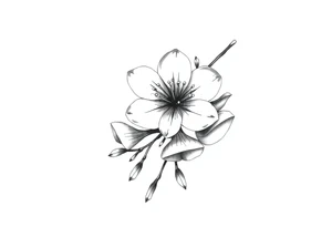 Elongated Cherry blossom with round petals tattoo idea