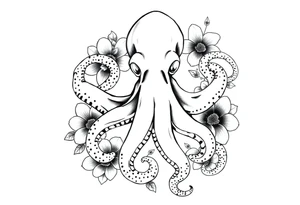 octopus and flowers tattoo idea