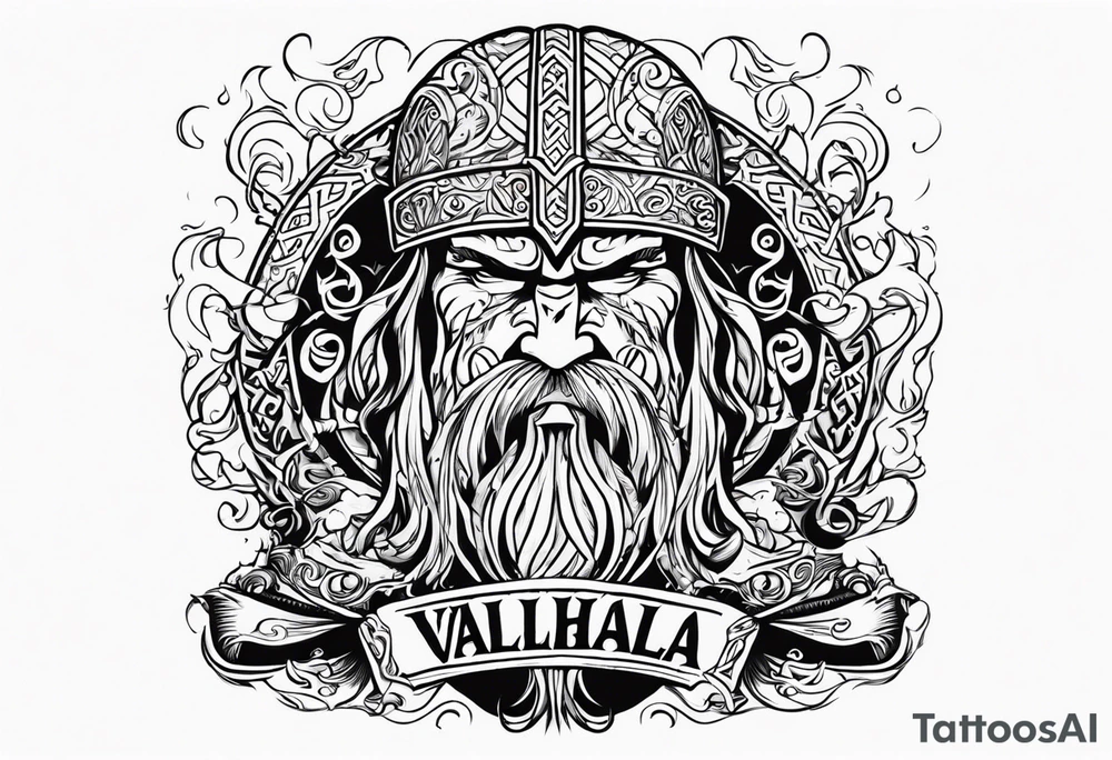 Viking valhalla funeral on fire tattoo idea