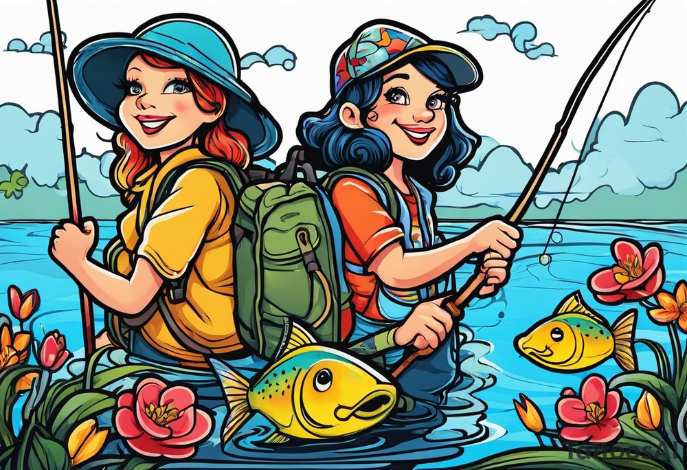 I wanted to say until we meet again with two people fishing tattoo idea
