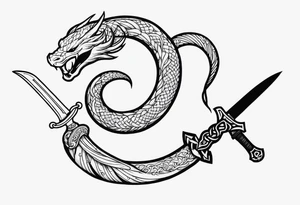 serpent wrapped around sword tattoo idea