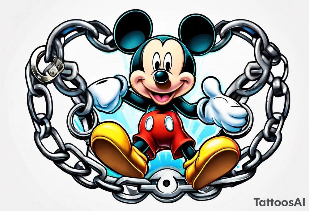 mickey mouse in a handcuffs tattoo idea