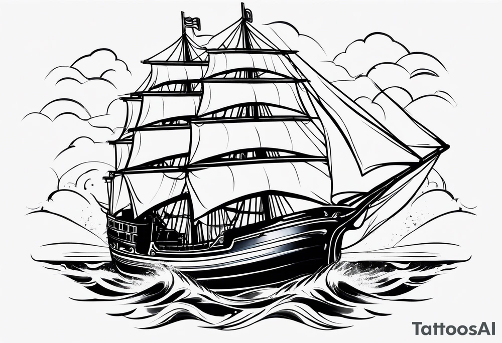 simple navy ship tattoo idea