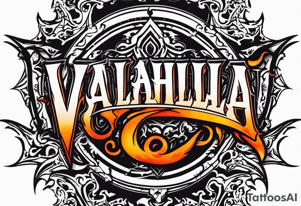 Valhalla on fire flames tattoo idea