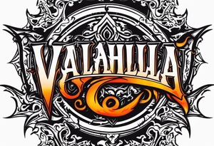 Valhalla on fire flames tattoo idea