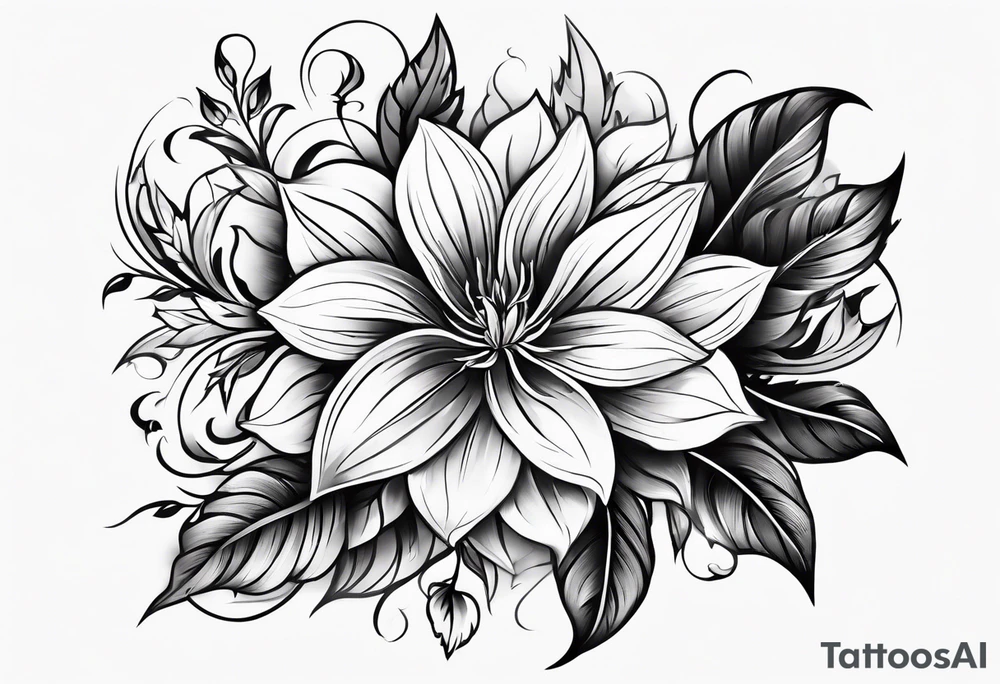 Curved floral leaves; s-shape tattoo idea
