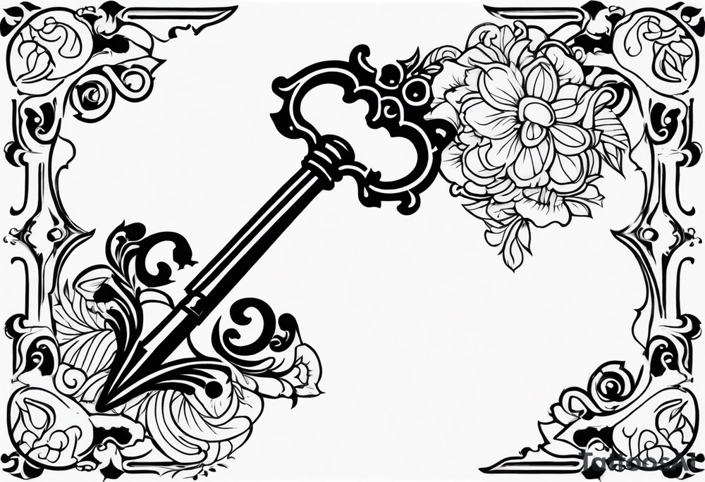 Key, gothique, baroque tattoo idea