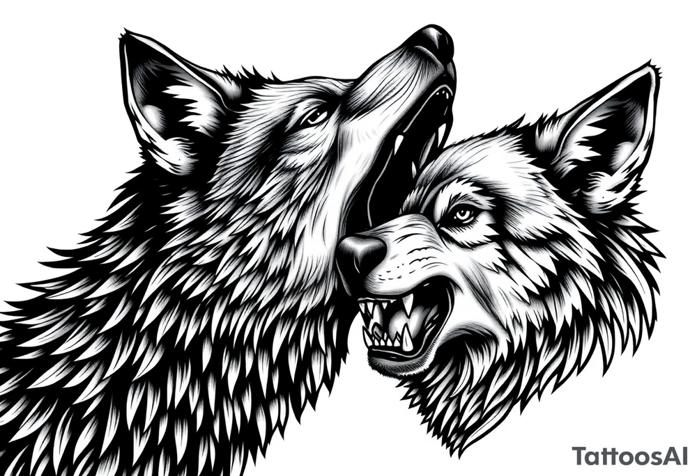 Big bad wolf kissing tattoo idea