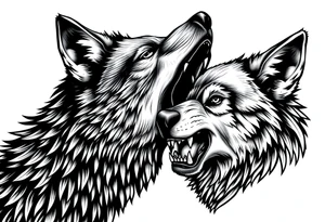 Big bad wolf kissing tattoo idea