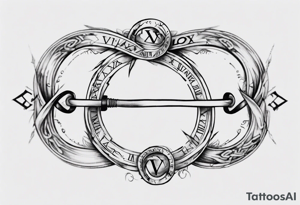 infinity loop with roman numeral IV on the line tattoo idea