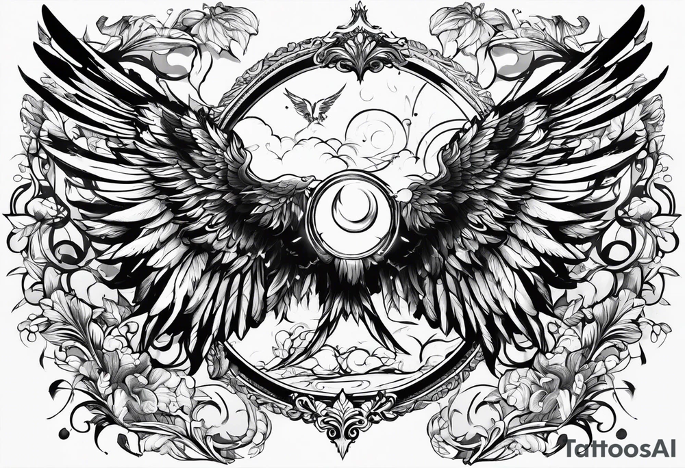 2 wings. I want a halo over one of them tattoo idea