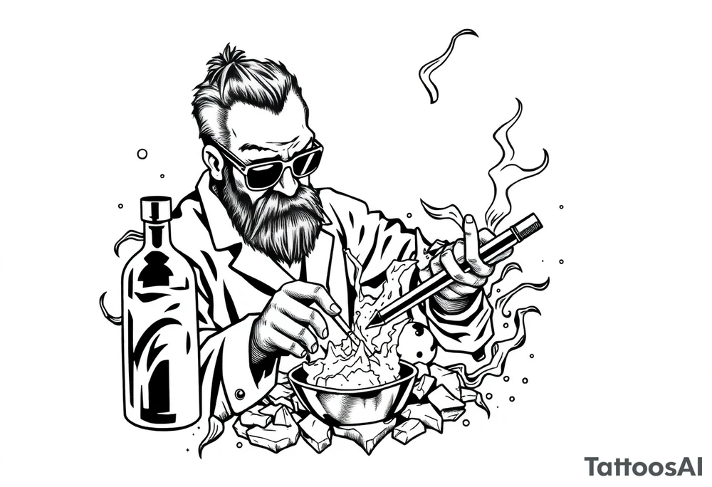 mad scientist cooking up meth tattoo idea