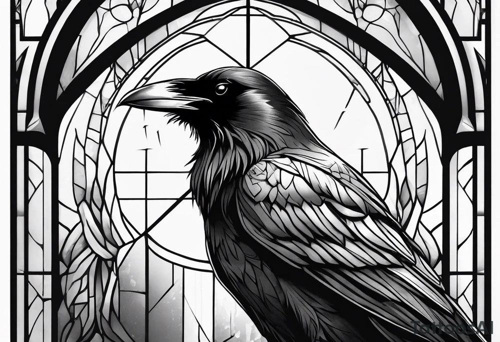 Raven facing forward tattoo idea
