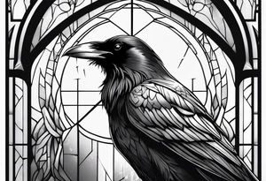 Raven facing forward tattoo idea