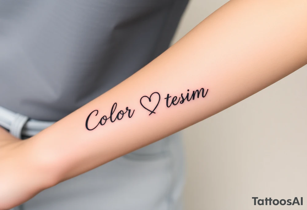 Color splash ambigram and flowers or hearts tattoo idea