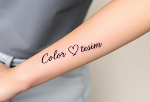 Color splash ambigram and flowers or hearts tattoo idea