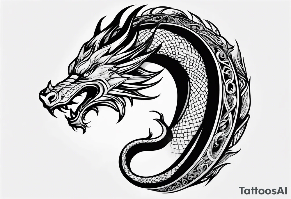 Ouroboros dragon on elbow tattoo idea