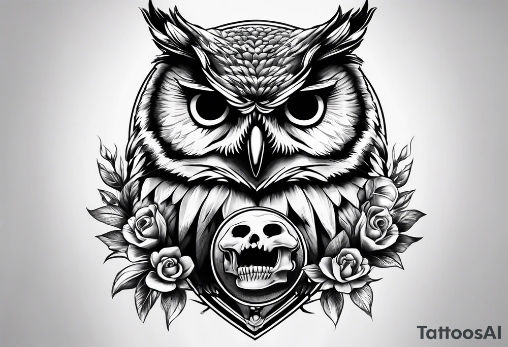 Owl carrying a skull tattoo idea