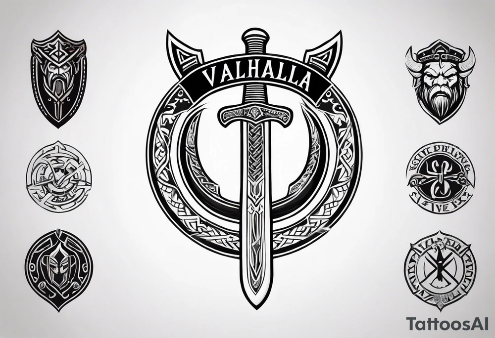 Valhalla viking shield axe sword warrior tattoo idea
