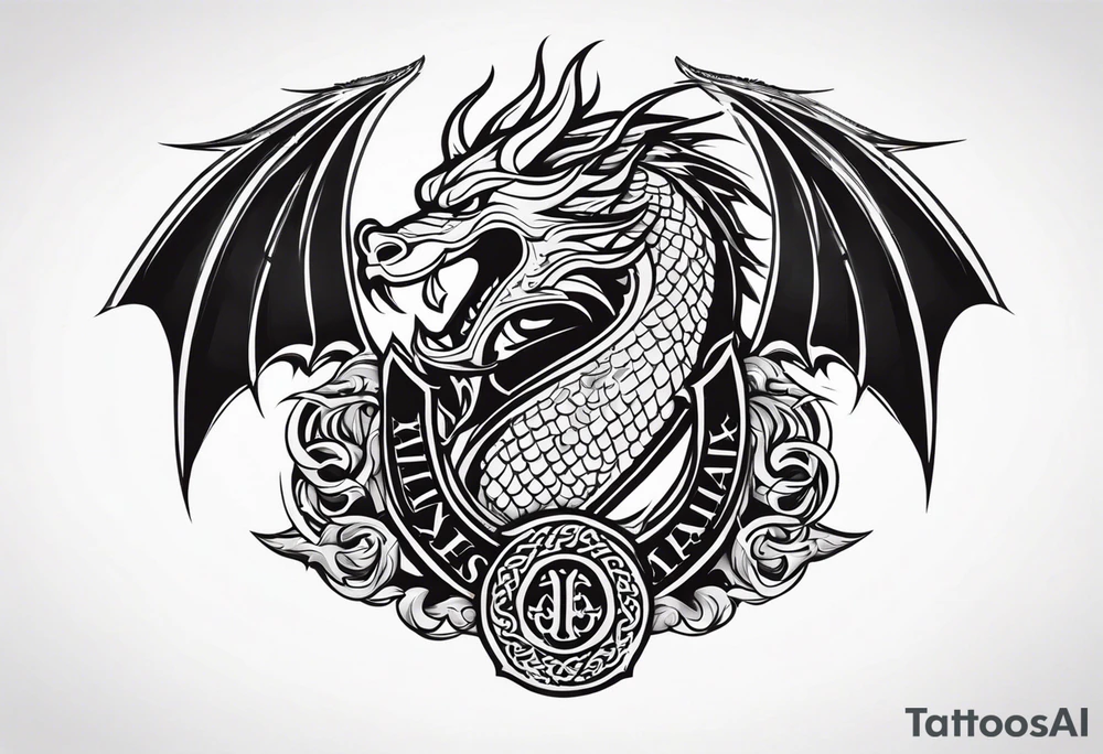 Viking valhalla sword shield dragon tattoo idea