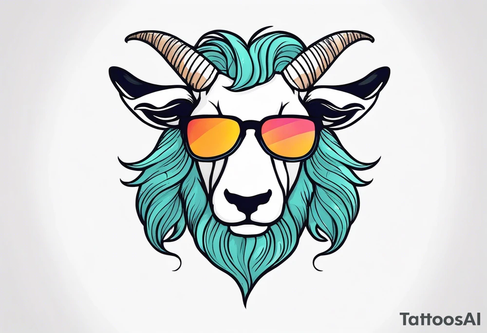 capricorn with beard and sunglasses tattoo idea