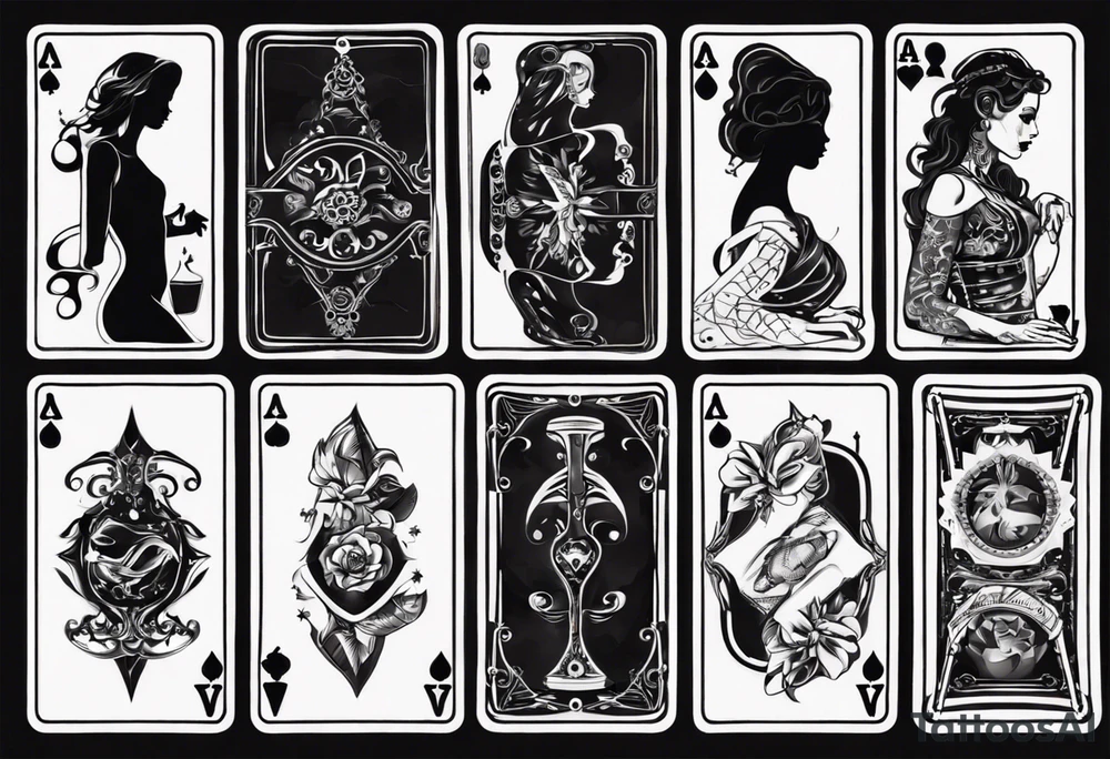 a playing card with a silhouette of a woman tattoo idea