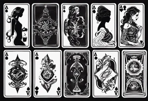 a playing card with a silhouette of a woman tattoo idea