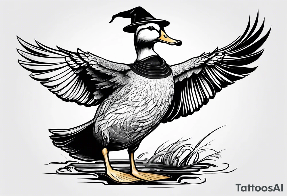 Dabbling Duck dressed like a wizard tattoo idea