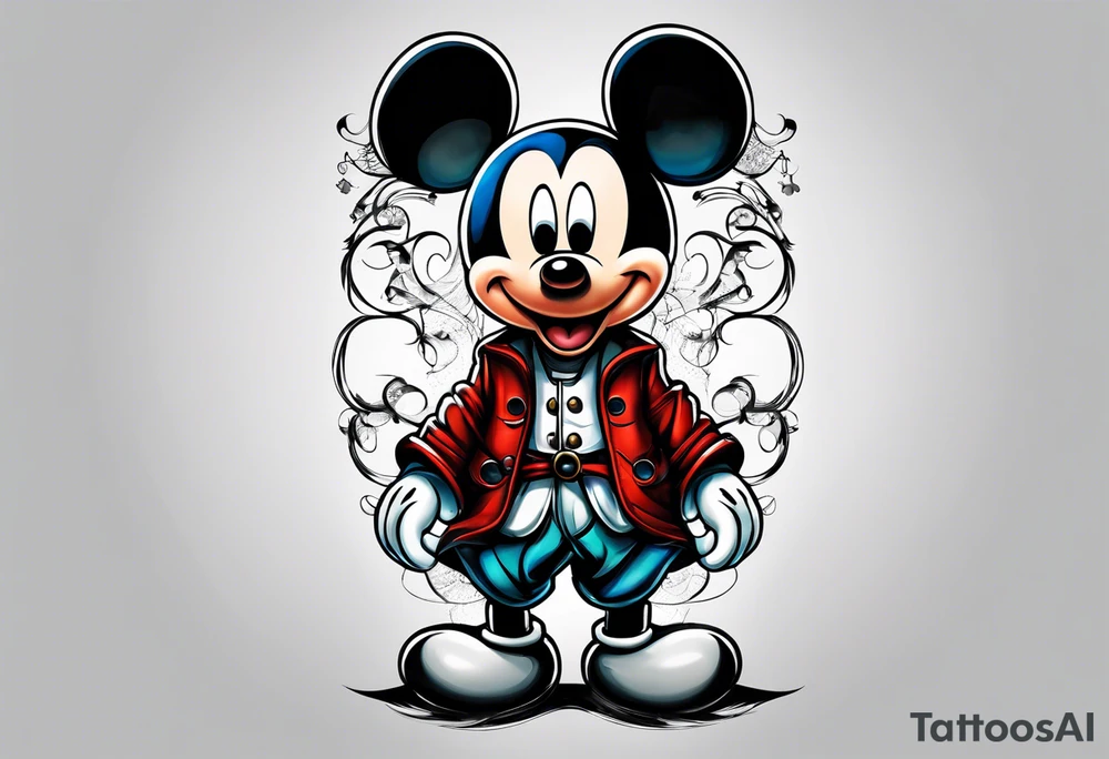 mickey mouse in a straight jacket tattoo idea