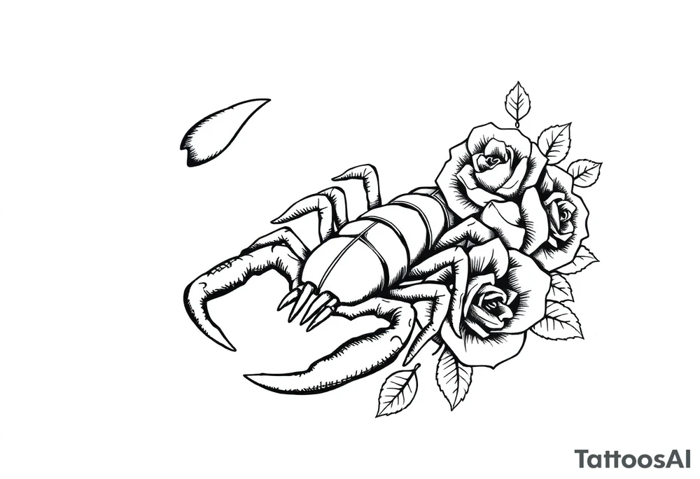 Scorpion with roses tattoo idea